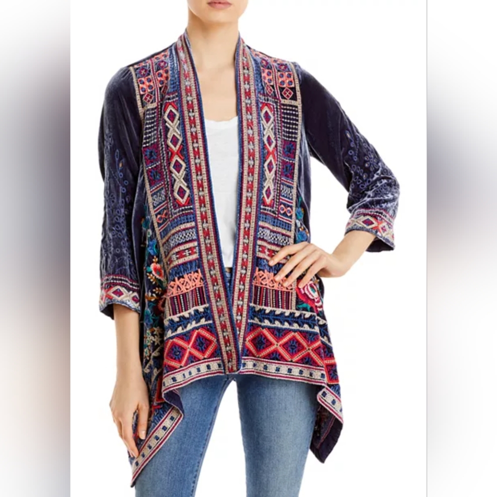 Johnny Was Isadora velvet draped XL cardigan New W/ Tags
